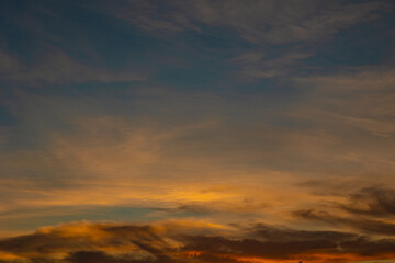Haze and clouds at sunset. Hazy sky background photo