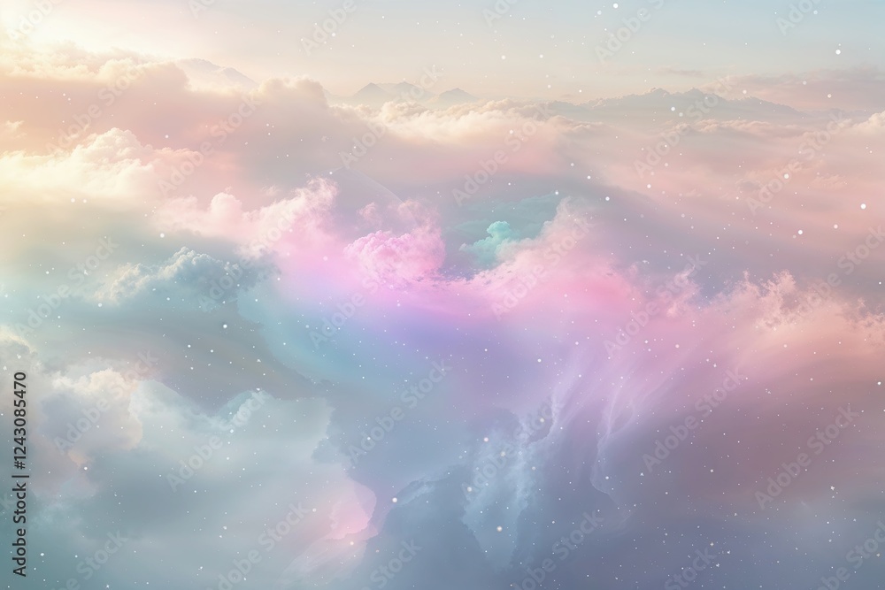 Poster dreamy ethereal light gradient overlay with soft textures and delicate color palette