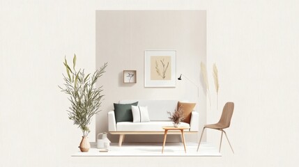Minimalist Living Room Interior Design with Natural Elements