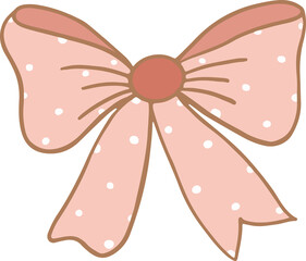 Cute pink bow with polka dot pattern PNG file no background 
