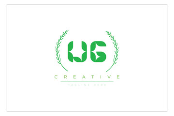 UG letters eco logo with leaf. Fresh nature and healthy leaf logo design.