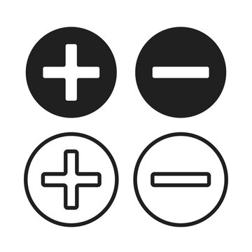 Plus and minus vector icon in modern design style for web site and mobile app