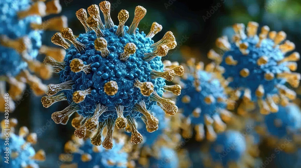 Poster microscopic view of a coronavirus: exploring the structure and impact of viruses on global health