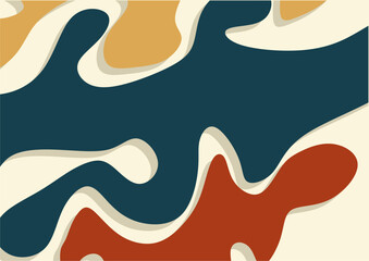 Abstract background with curved shapes,  orange, yellow,red. Wall decor, decoration, graphics. Flyer,seamless