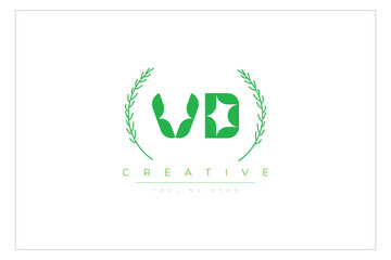 VD letters eco logo with leaf. Fresh nature and healthy leaf logo design.
