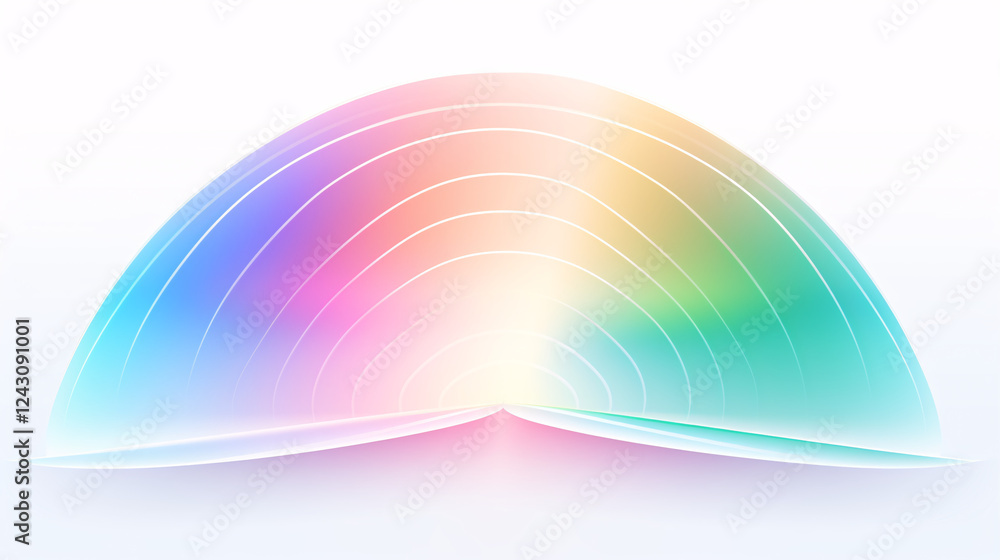 Aufkleber iridescent pastel rainbow glow effect on a white background, perfect for technology presentation dis