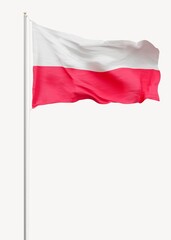 Flag of Poland on pole