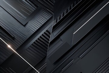 Obraz premium Elegant Carbon Black Background with Light Reflecting Diagonal Lines