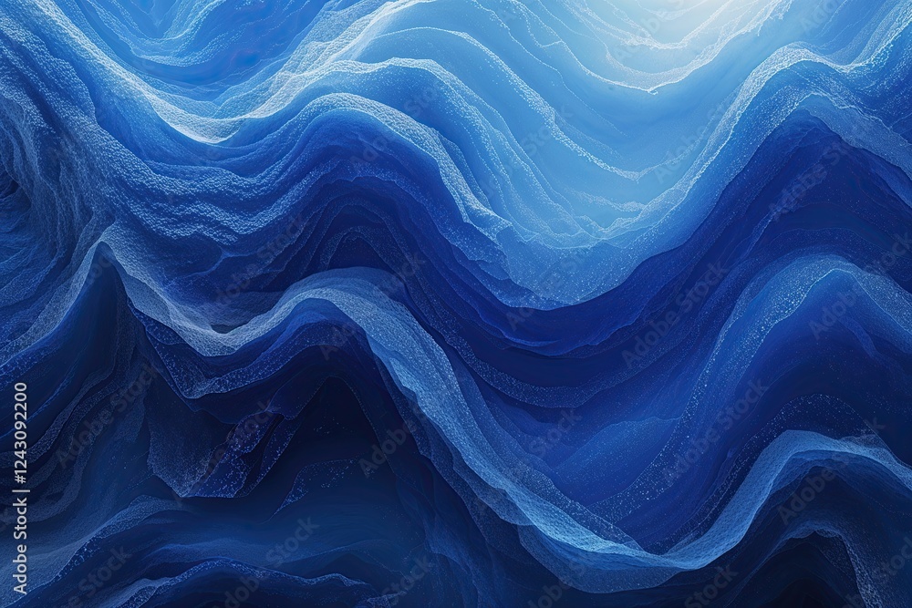 Poster blue gradient abstract background with grainy texture creating depth and motion effects