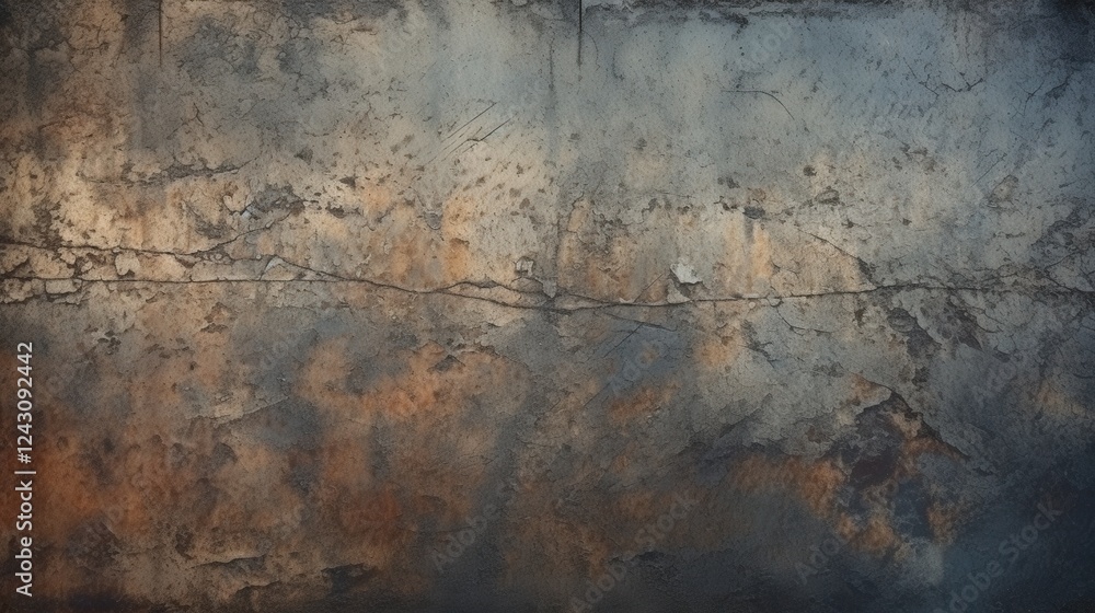Aufkleber Grungy Wall Surface with Grainy Texture and Cracks Displaying Unique Color Variations and Weathered Details for Artistic Backgrounds