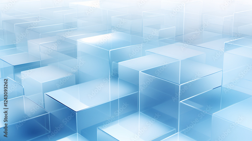 Aufkleber Isometric glossy 3D background with minimalist design using white, perfect for technology presentation display banners.

