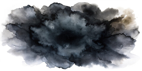 Obraz premium Black watercolor abstract on transparent background