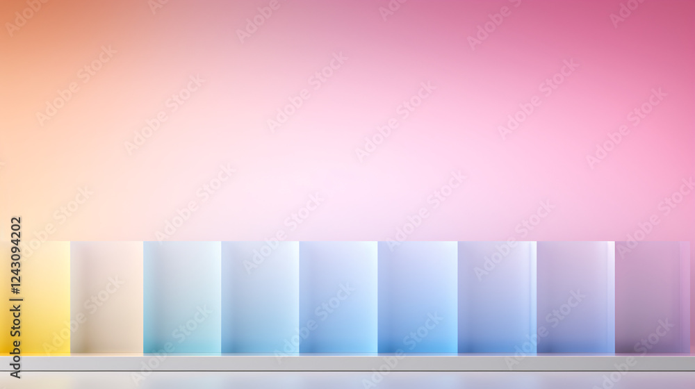 Poster A light gradient of various pastel colors, ideal for background display and technology presentation backdrops.

