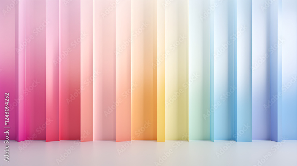 Poster A light gradient of various pastel colors, ideal for background display and technology presentation backdrops.

