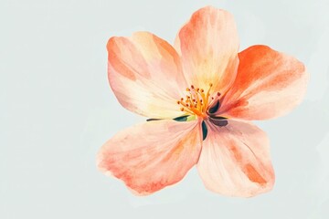 Delicate pink blossom on a soft blue background, capturing the essence of spring with lush petals and vibrant colors, ideal for nature and floral themes