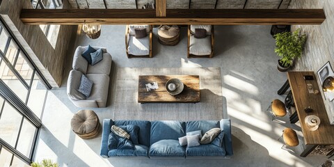 Modern Loft Apartment Living Room Design Interior