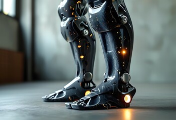 Advanced robotic leg joint design showcasing intricate technology and dynamic aesthetics for enhanced mobility and support in various applications