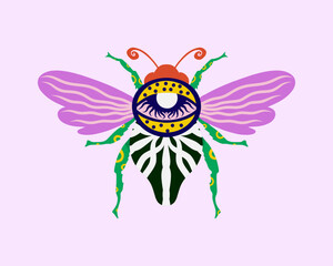 Colorfull beetle bee insect bug illustration clip art vector animal wings artwork print art editable