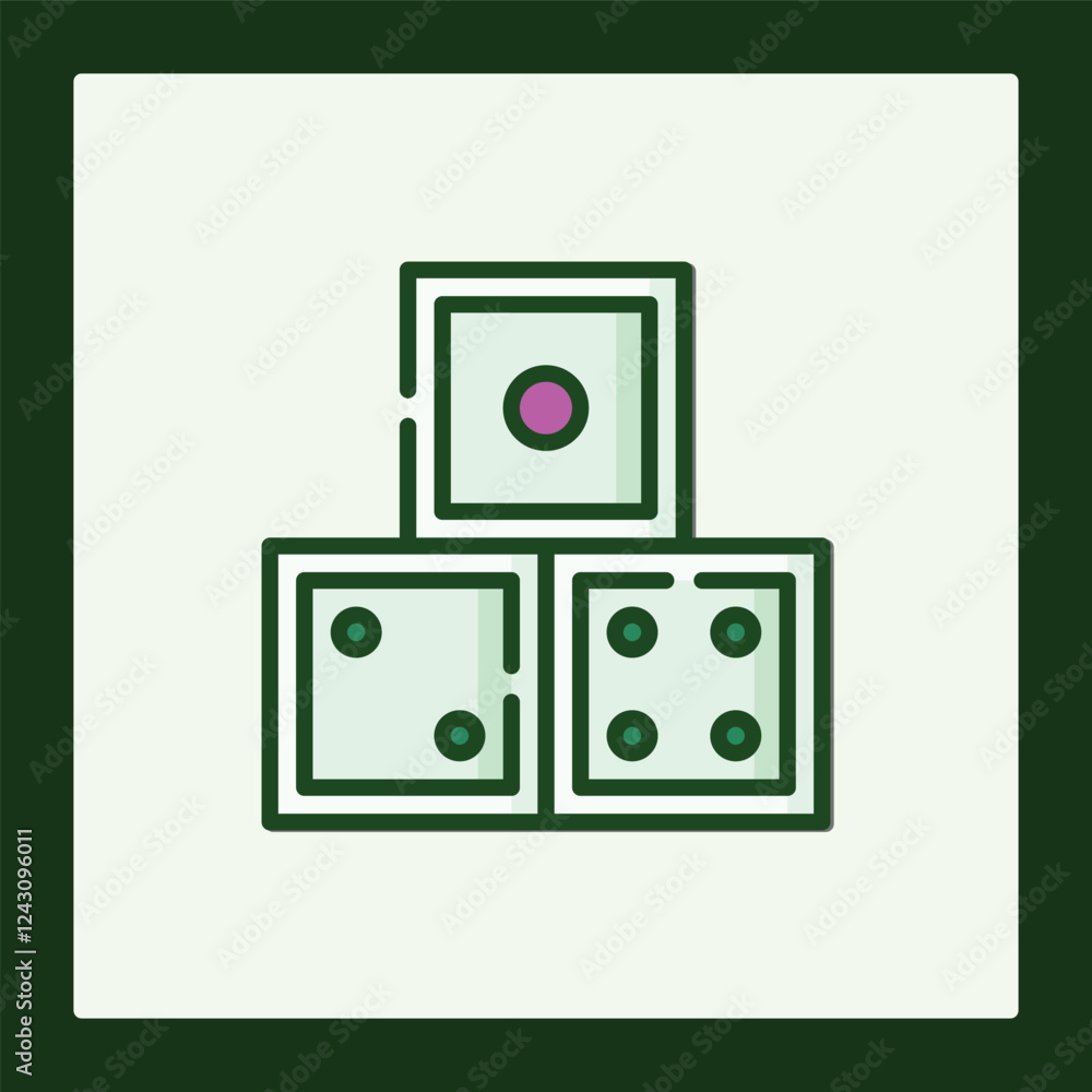 Aufkleber stack of colorful dice icons, game element design