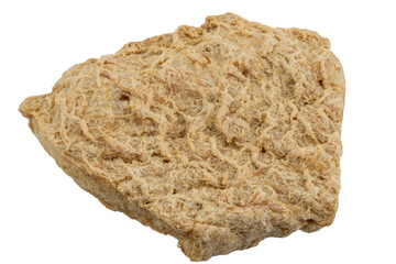 Dried piece of soy meat. Isolated object.