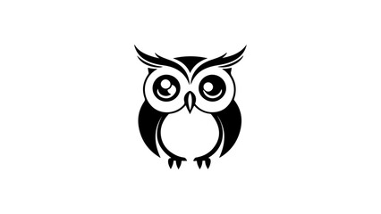 owl on white background, cute cartoon owl with big eyes vector illustration