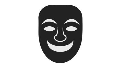 smiling black and white mask vector illustration, simple smiling mask/face illustration in vector