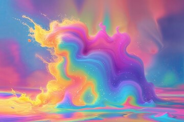 Dreamy Gradient Color Wash with Vibrant Digital Distortion and Retro Bright Visual Elements