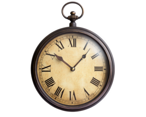 Vintage railway station clock with Roman numerals, showcasing timeless elegance and charm. Perfect for adding classic touch to any decor