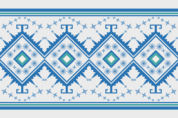 vector seamless pattern with blue flowers