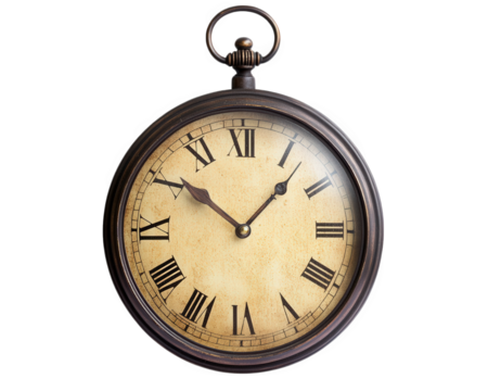 Vintage railway station clock with Roman numerals, showcasing timeless elegance and charm. Perfect for adding classic touch to any decor