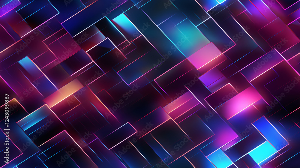 Poster a retro hologram tech texture on a blue background, perfect for futuristic technology presentations 