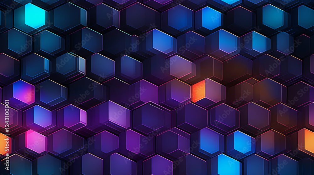 Poster a retro hologram tech texture on a blue background, perfect for futuristic technology presentations 
