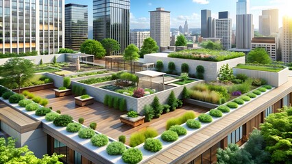 Fototapeta premium Urban Greenery Rooftop Garden