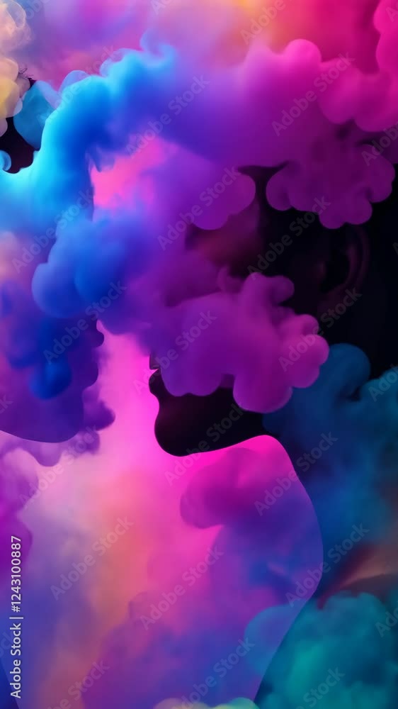 Poster colorful smoke swirls create mesmerizing patterns against a dark background in a vibrant display of 