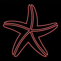 Neon starfish sea star red color vector illustration image flat style
