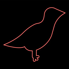 Neon bird red color vector illustration image flat style