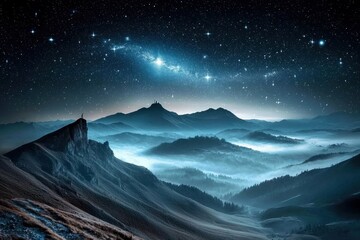 Fototapeta premium Mystical Scenery of a Clear Night in Nature