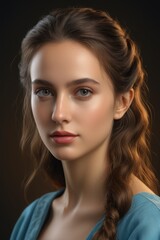 Naklejka premium arafed woman with braided hair and blue shirt looking at camera