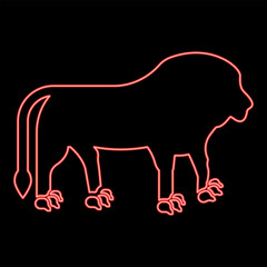 Neon lion head red color vector illustration image flat style