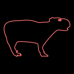 Neon capybara red color vector illustration image flat style