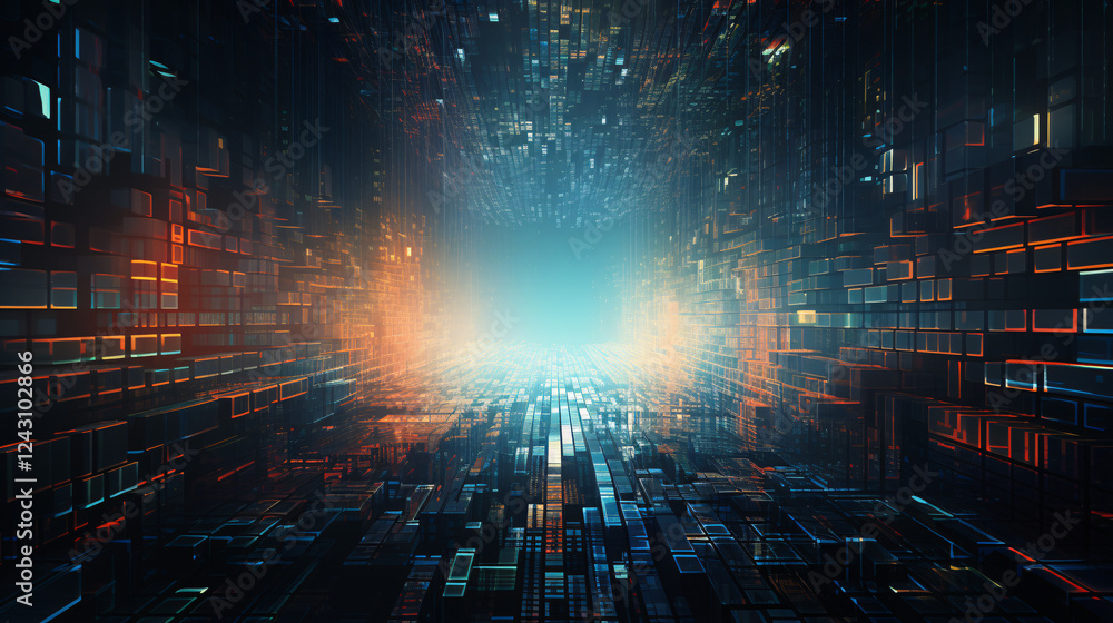 Poster an abstract technology data design, ideal for wallpaper, display, and presentation backdrops in tech