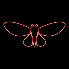 Neon moth butterfly clothing red color vector illustration image flat style