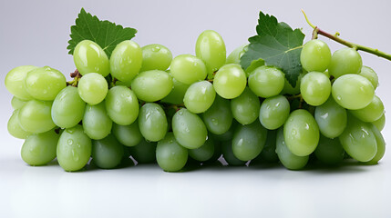 A bunch of green grapes with water drops showing their bright color and freshness, suitable for food photography