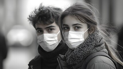 Responsible individuals wearing face masks and taking necessary precautions to protect themselves and the community during the global COVID 19 pandemic outbreak