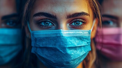 Portrait of a person wearing a protective face mask during the COVID 19 pandemic