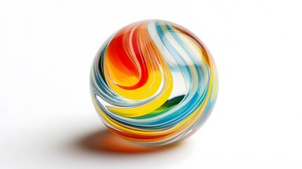 Colorful swirling glass and plastic balls on an abstract vibrant background