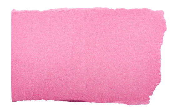 Pink gradient cut out torn piece of blank paper note cardboard with texture and copy space for text, transparent png background design element