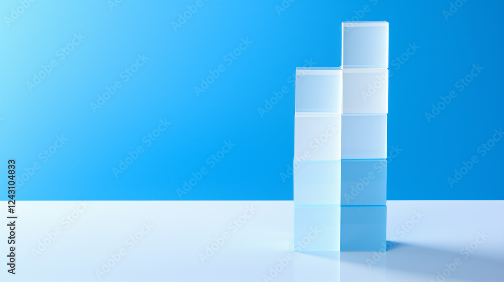 Poster stacking boxes on a blue background, ideal for a beautiful technology themed banner card and present