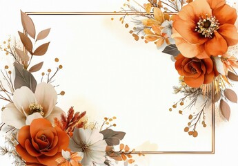 Elegant fall floral border design ideal for invitations. 