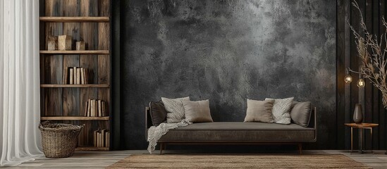 Elegant room featuring a striking grey stone wall.
